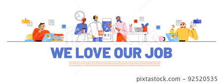 Office job concept, people employees on workplace Office job concept, people employees on workplace 92520535