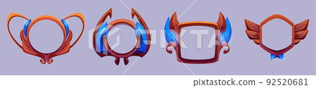 Game level or avatar frames, ui icons, buttons set 92520681