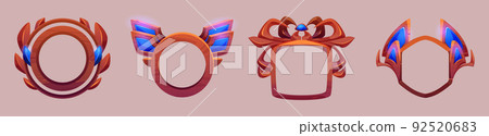 Game level or avatar frames, ui icons, buttons set 92520683