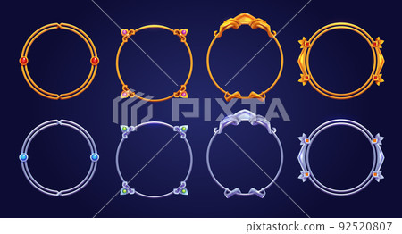 Silver and golden vintage game frames, borders 92520807