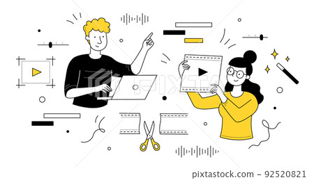 Video editing doodle concept, animation montage 92520821