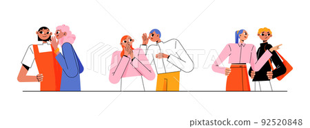 People gossip, whisper, tell secrets and news People gossip, whisper, tell secrets and news 92520848