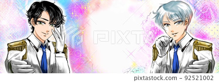 Anime-style color illustrations and flower garden backgrounds where prince-style handsome idols reach out to fans 92521002