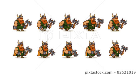 Game icons set of character viking walk cycle Game icons set of character viking walk cycle 92521019
