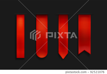 Red bookmarks, ribbon, banner 3d vector mockup set Red bookmarks, ribbon, banner 3d vector mockup set 92521076