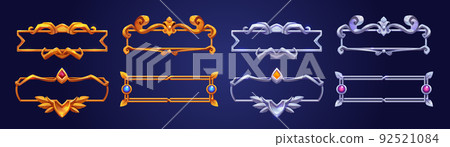 Silver and golden vintage game frames, borders 92521084
