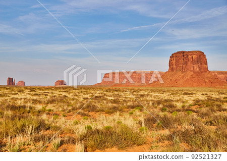 Monument valley large red rock pillars in desert 92521327