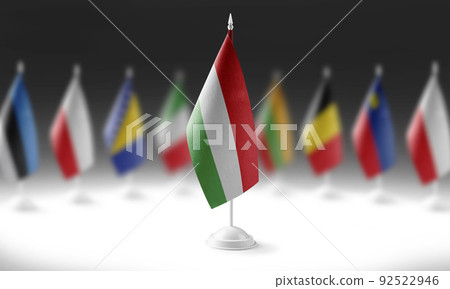 The national flag of the Hungary on the background of flags of other countries 92522946