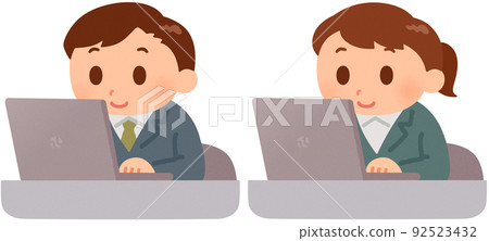 做案頭工作的男人和女人 92523432