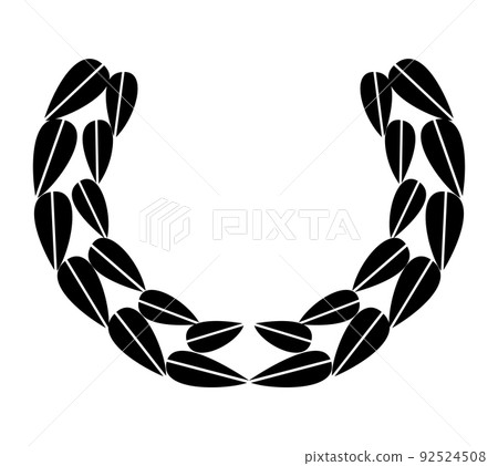 Vintage laurel wreath. Black silhouette circular sign depicting an award achievement heraldry, nobility, emblem. Laurel wreath award, winning, prize or victory 92524508