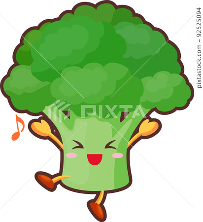 一個非常快樂的可愛西蘭花角色的插圖 92525094