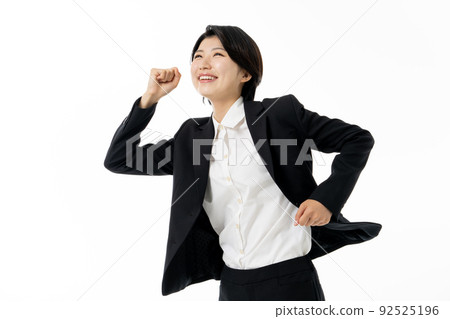 Young business woman in recruitment suit on white background 92525196