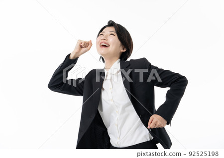 Young business woman in recruitment suit on white background 92525198