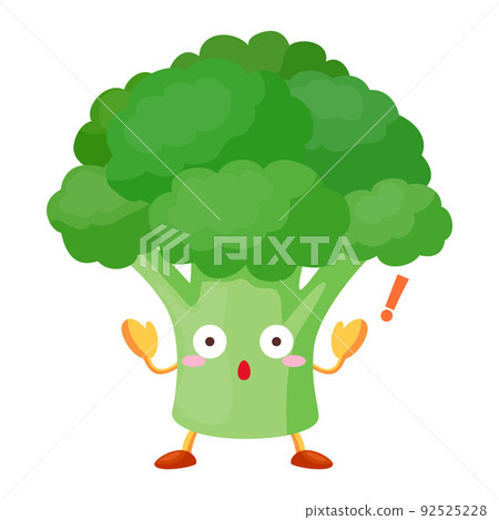 Illustration of a cute broccoli character surprised 92525228