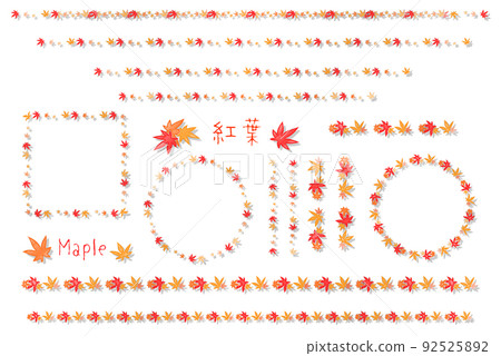 Transparent autumn leaves frame set Transparent autumn leaves frame set 92525892