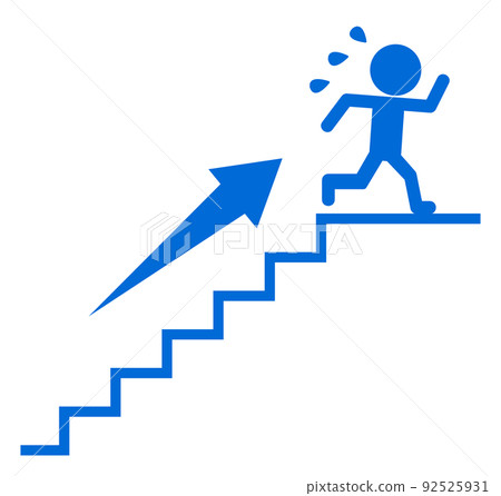 A person who desperately worked hard to climb to the top floor of the stairs 92525931