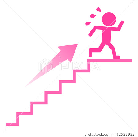 A person who desperately worked hard to climb to the top floor of the stairs 92525932
