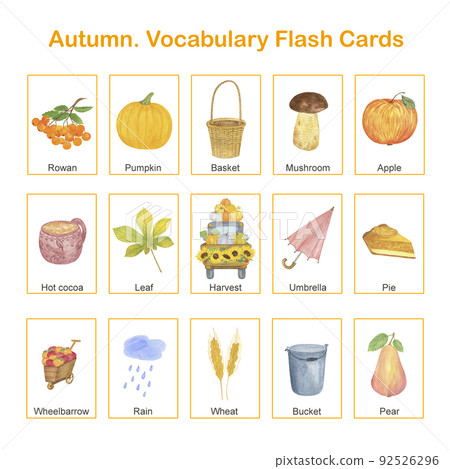 Autumn holiday, Thanksgiving English vocabulary - Stock