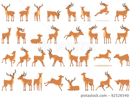 Reindeer herding icons set cartoon vector. Deer animal. Elk herd 92526540