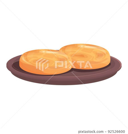 Fried food icon cartoon vector. Tart cod. Portugal egg Fried food icon cartoon vector. Tart cod. Portugal egg 92526600