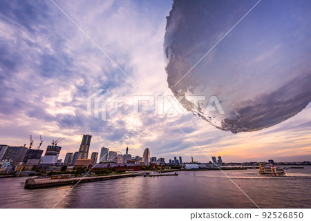 Yokohama cityscape and planets 92526850
