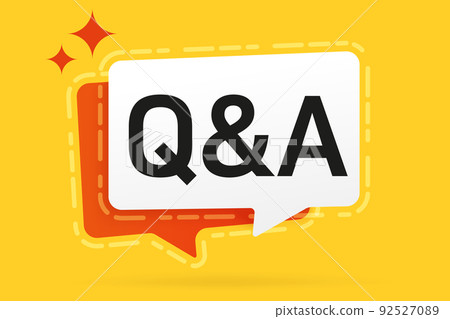 Info banner template. Speech bubble design with Q and A phrase vector illustration. Question and answer message. Quality support promotion banner. QA chat bubble. Enquire help information service Info banner template. Speech bubble design with Q and A phrase vector illustration. Question and answer message. Quality support promotion banner. QA chat bubble. Enquire help information service 92527089