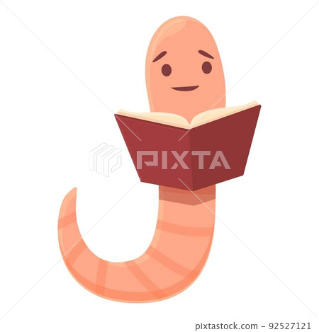 Worm reading book icon cartoon vector. Compost farm. Pink mascot 92527121