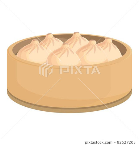 Fresh baozi icon cartoon vector. Asian basket. Salapao plate 92527203