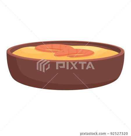 Shrimp soup icon cartoon vector. Meat bowl. Cooked vegetable 92527320