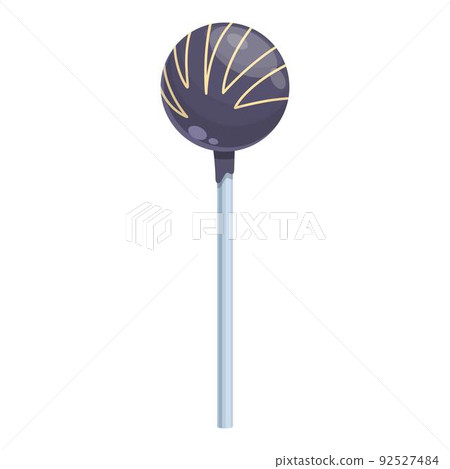 Black cake pop icon cartoon vector. Sugar stick. Heart star 92527484