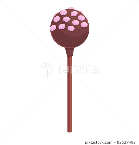 Pink choco cake pop icon cartoon vector. Candy chocolate. Sweet stick 92527492