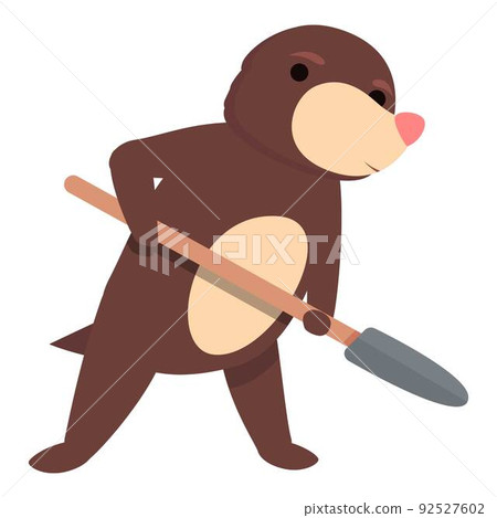 Mole shovel work icon cartoon vector. Cute animal. Happy character 92527602