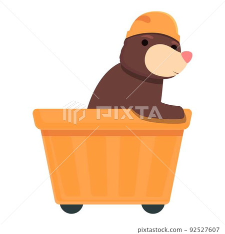 Miner mole wagon icon cartoon vector. Cute animal. Miner work 92527607