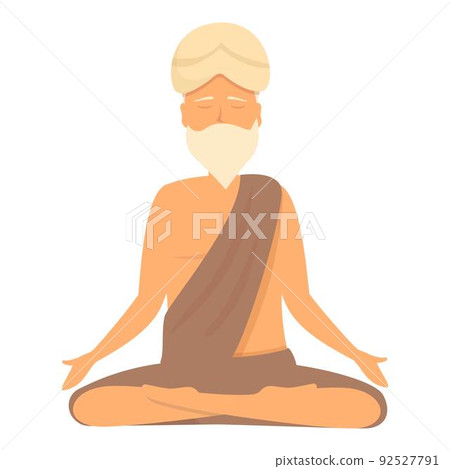 Yogi man icon cartoon vector. Indian yoga. Happy pose 92527791