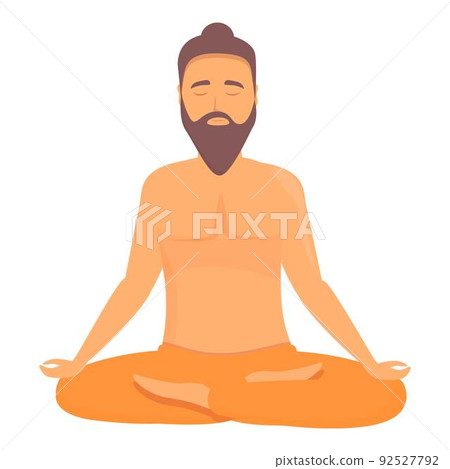 Indian man icon cartoon vector. Yoga pose. Calm male 92527792