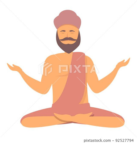 Meditating man icon cartoon vector. Yoga pose. Happy people Meditating man icon cartoon vector. Yoga pose. Happy people 92527794
