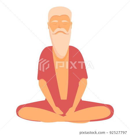 Guru relaxation icon cartoon vector. Indian yoga. Calm pose Guru relaxation icon cartoon vector. Indian yoga. Calm pose 92527797