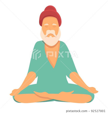 Breathing yoga icon cartoon vector. Indian yogi. Calm pose Breathing yoga icon cartoon vector. Indian yogi. Calm pose 92527801