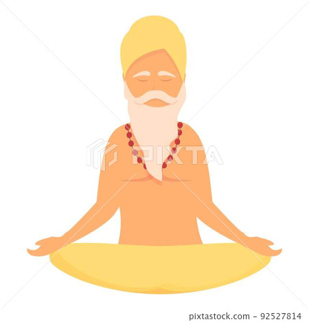 Saint yoga man icon cartoon vector. Rishi meditation. Calm people Saint yoga man icon cartoon vector. Rishi meditation. Calm people 92527814
