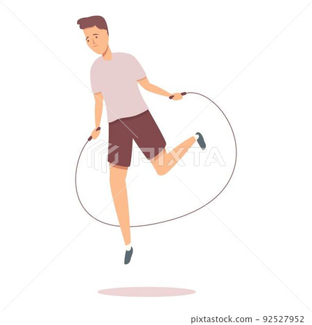 Sad jumping icon cartoon vector. Jump rope. Sport play Sad jumping icon cartoon vector. Jump rope. Sport play 92527952
