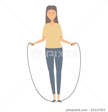 School jumping icon cartoon vector. Jump rope. Sport play School jumping icon cartoon vector. Jump rope. Sport play 92527953