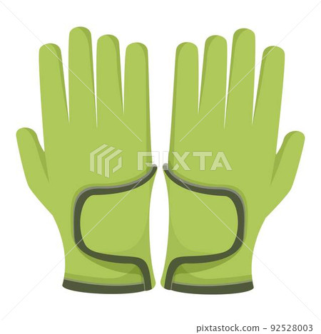 Green gloves icon cartoon vector. Safety protection. Winter ski 92528003