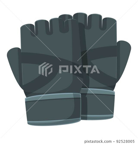 Black sport gloves icon cartoon vector. Safety protection. Leather pair Black sport gloves icon cartoon vector. Safety protection. Leather pair 92528005