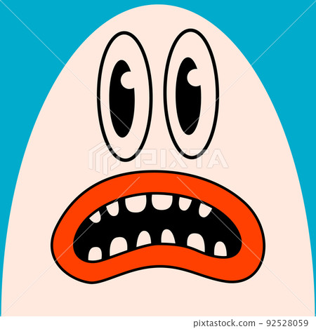Cartoon vector funny cute monster face Comic character. Cartoon vector funny cute monster face Comic character. 92528059
