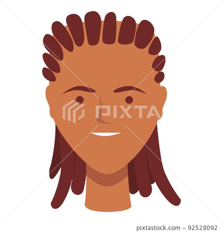 Smiling afro man icon cartoon vector. African hair. Fashion avatar 92528092