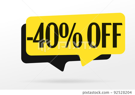 Minus 40 percent off sale sticker isolated on white background. Sale label with special offer to save 40 percentage. Speech bubble design element for discount promotion vector illustration Minus 40 percent off sale sticker isolated on white background. Sale label with special offer to save 40 percentage. Speech bubble design element for discount promotion vector illustration 92528204