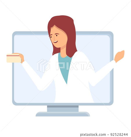 Online doctor icon cartoon vector. Health care. Medicine advice 92528244