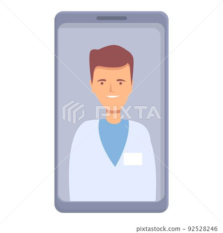Doctor online help icon cartoon vector. Health care. Treatment team Doctor online help icon cartoon vector. Health care. Treatment team 92528246