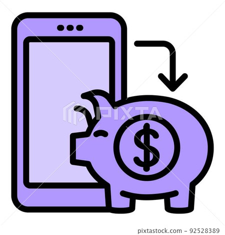 Phone piggy bank icon outline vector. Online transfer. App cash Phone piggy bank icon outline vector. Online transfer. App cash 92528389