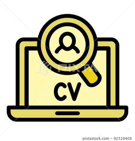 Cv laptop icon outline vector. Search interview. Fair team 92528408